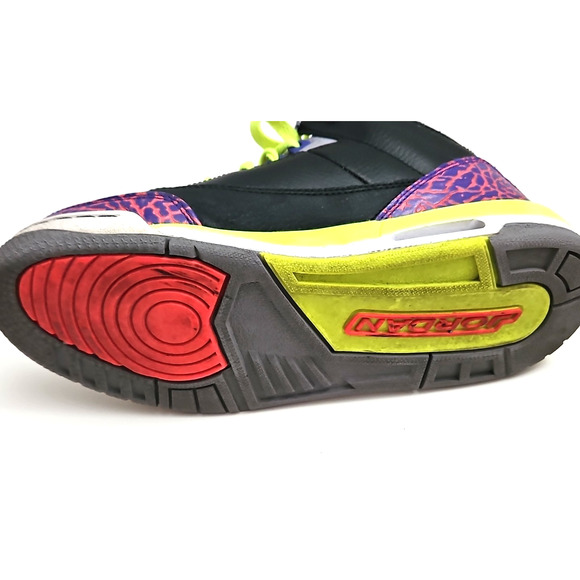 Nike Air Jordan 3 Retro Sneakers Black Atomic Red Kids 6.5Y Basketball Shoes - Picture 6 of 16